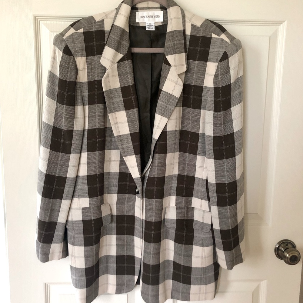 size 16 vintage plaid blazer - jones new york